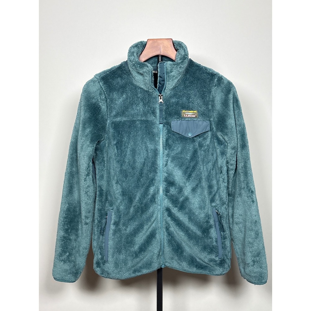 LL Bean Hi-Pile Cozy Fleece Jacket Womens XS Teal Blue Full Zip Gorpcore 505250